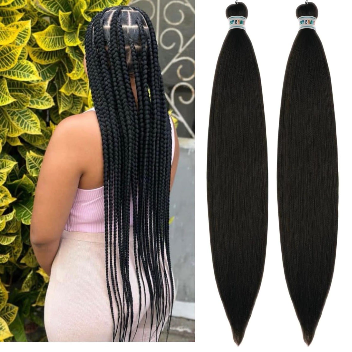 Leticia Light Black Braiding Hair Pre Stretched Kanekalon Braiding Hair Pre Stretched
