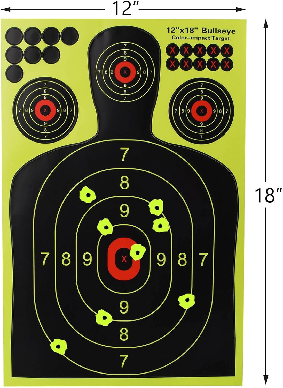 Silhouette Splatter Targets by [Brand Name] - 12x18 Inch for Easy Shot Visibility | 10 Pack for BB Guns & Airguns