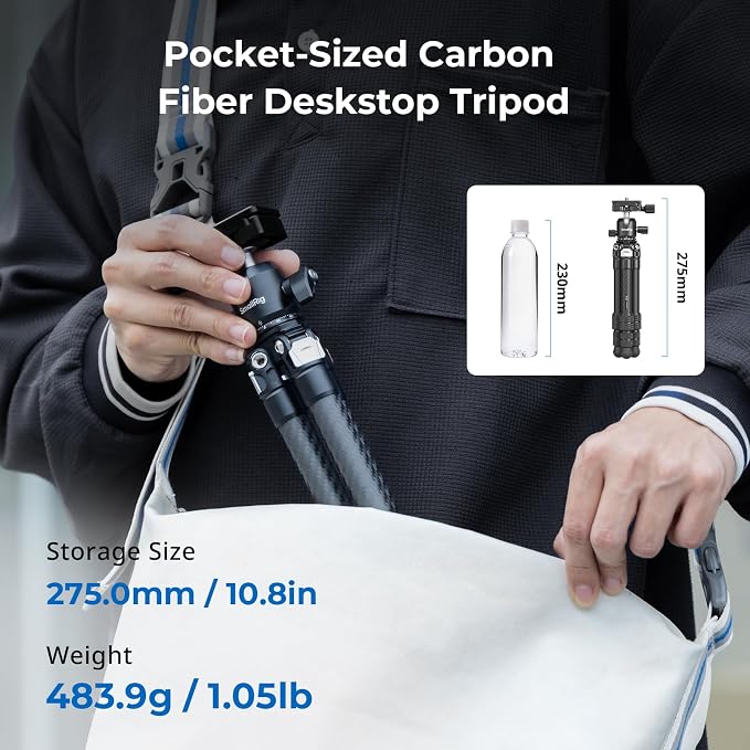 SmallRig Carbon Fiber Mini Desktop Tripod, 15.5'' / 39.5cm Compact Pocket