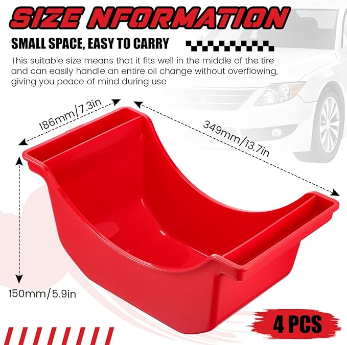Gisafai 4 Pieces Oil Drain Pan for Wheels Plastic Truck and Trailer Wheel Pan Reusable Oil Drip tool for Wheels(Red)