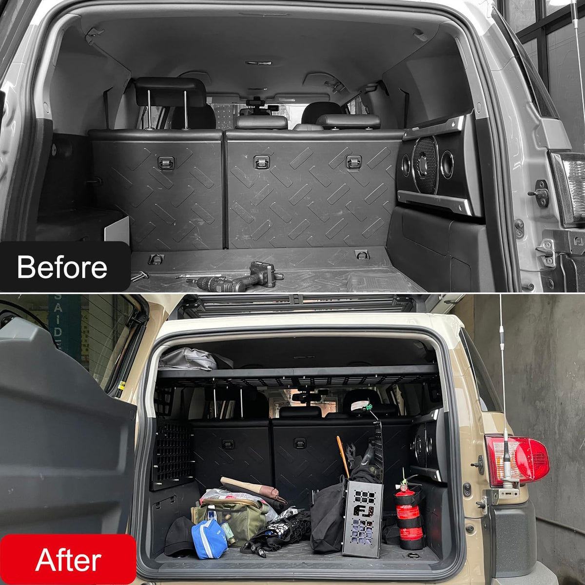 HIGH FLYING Toyota FJ Cruiser (XJ10) 2007-2022 Modular System MOLLE Panels Trunk Shelf Organizer Interior Luggage Carrier Rack Storage Cargo Shelf Basket Holder