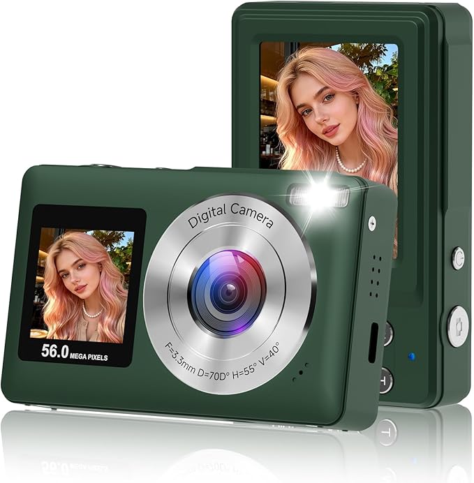 Digital Camera, 2026 Upgraded 56MP Dual Screens Digital Camera, Compact Cameras