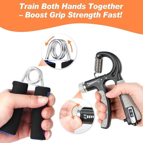 CYFIE Grip Strength Trainer Kit - Adjustable Hand Gripper & Forearm Strengthener Set | Includes Finger Stretcher & Stress Ball