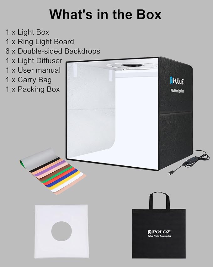 PULUZ Light Box Photography, 20x20 inch Large Photo Light Box