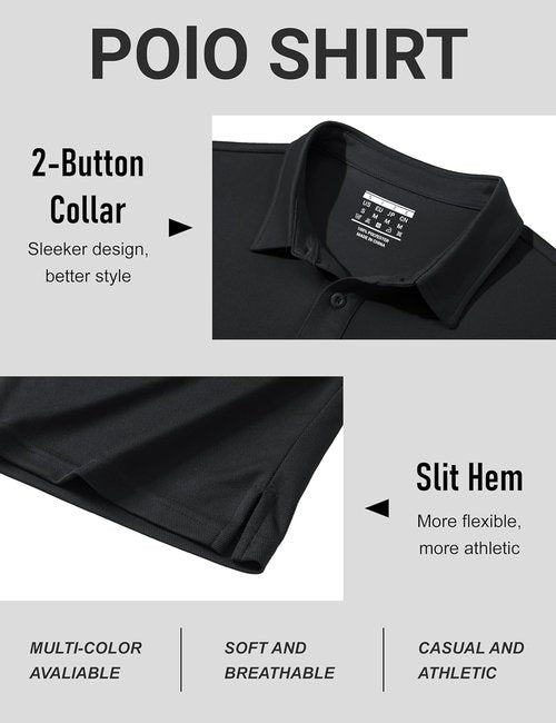 MAGCOMSEN Men's Polo Shirt - Short Sleeve, Breathable Dry Fit for Golf & Casual Wear