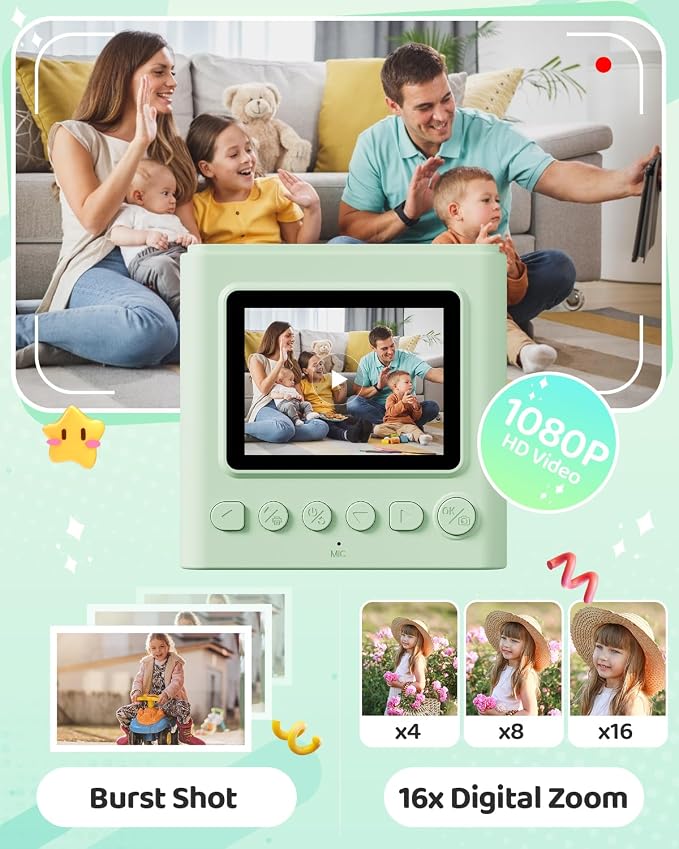 TIATUA Kids Instant Print Camera, Christmas Birthday Gifts