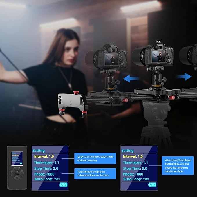 GVM 48"/120CM Carbon Fiber Motorized Camera Slider, Professional Camera Slider