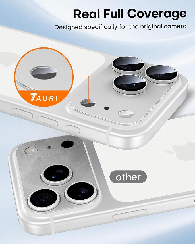 TAURI 2 Pack for iPhone 17 Pro Camera Lens Protector, Full Coverage