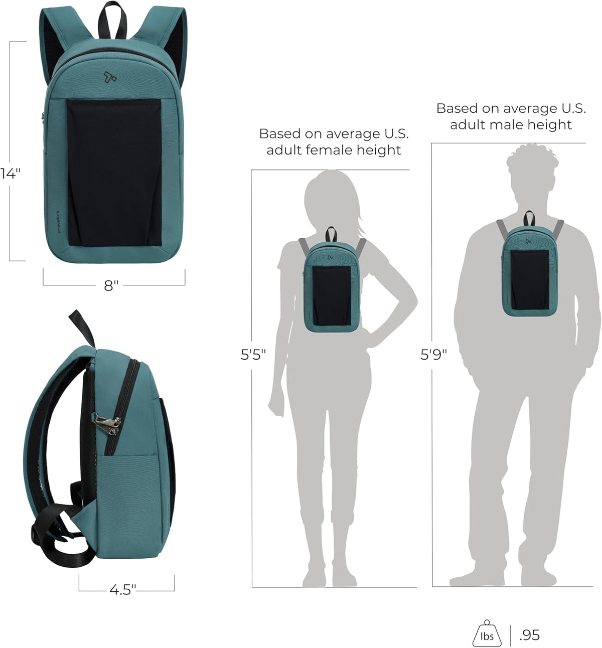 Travelon Anti-Theft Small Backpack - XL Water Bottle Pocket for Secure Travel Essentials