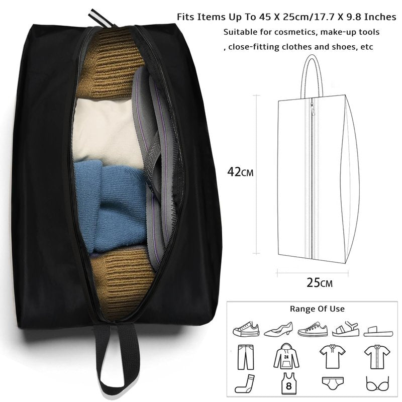 Yttriuny Shoe Bag Odor-Absorbing Water-Resistant, Travel Friendly Golf Shoe Bag with Zipper for Sports Ideal for Gym,Spikes,Golf,Tennis,Baseball(Black, 1-Pack)