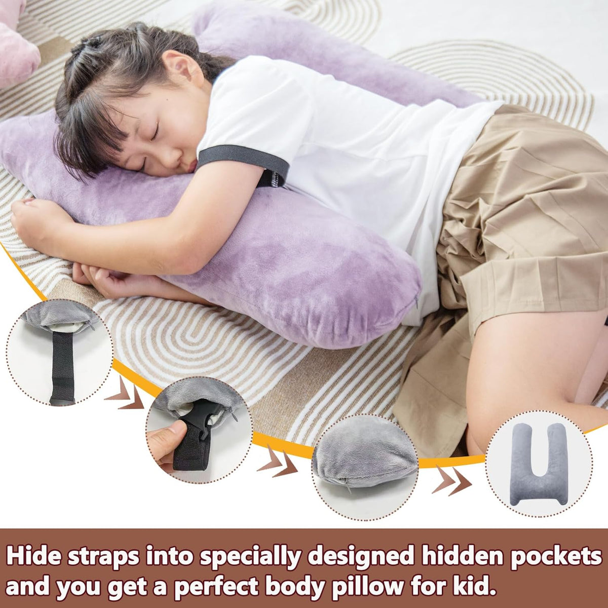 1 MIDDLE ONE Car Pillow for Kids, Memory Foam Cooling Travel Pillow for Car and Adults, Kids Car Pillows for Sleeping on Road Trip, Small Body Pillow for Kid (Cooling Grey)