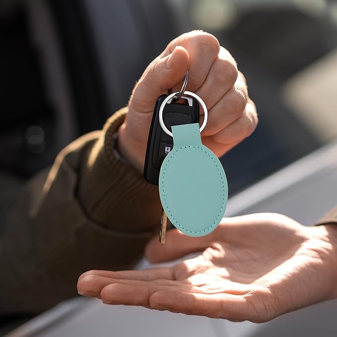 LaserGram Oval Keychain, Golf Ball, Personalized Engraving Included (Teal)