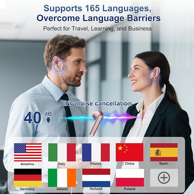 2026 AI Translation Earbuds Real Time, 165 Language Translator Earbuds 3-in-1
