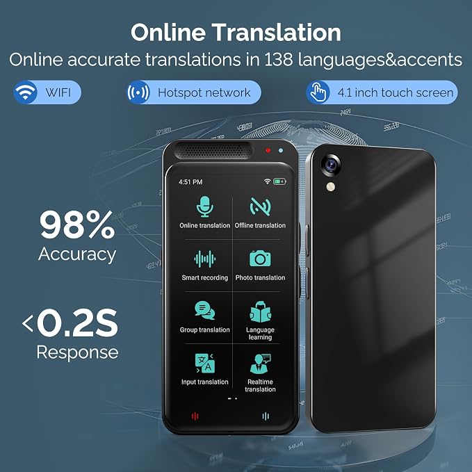 Language Translator Device No WiFi Needed, Two-Way Real Time Translator Device