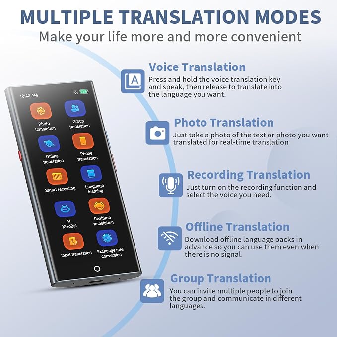 AI Language Translator Device, 2026 Upgraded No WiFi Needed, 150 Languages