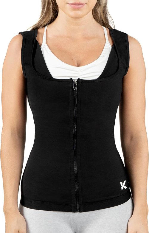Kewlioo Women's Sauna Suit Vest - Zippered Heat Trapping Polymer Jacket for Gym & Yoga
