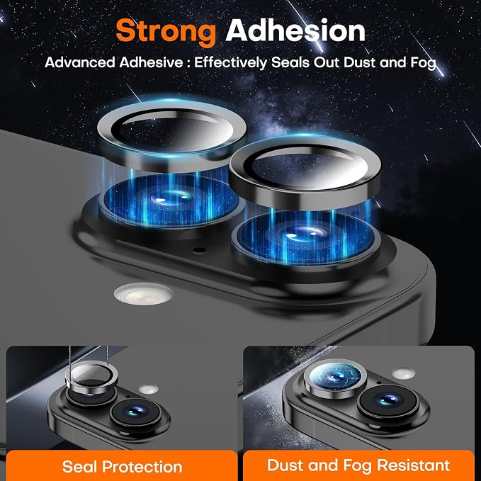 Camera Lens Protector for iPhone 17/16/16 Plus, Tempered Glass Metal Individual