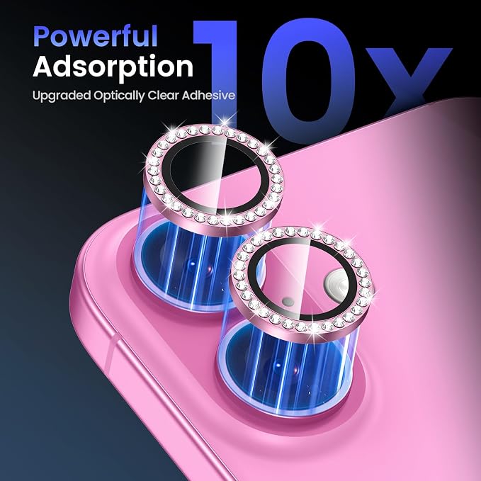 Tensea for iPhone 16 / iPhone 16 Plus Camera Lens Protector, 9H Tempered Glass