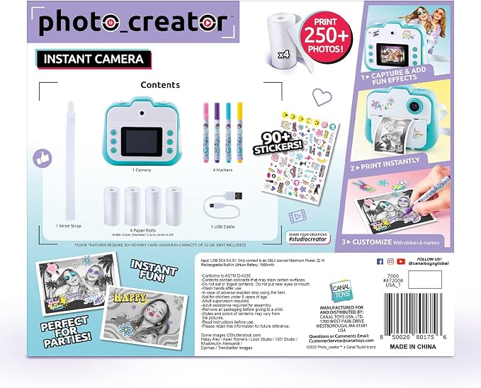 Canal Toys Photo Creator Instant Print Camera – Photo, Selfie and Video –