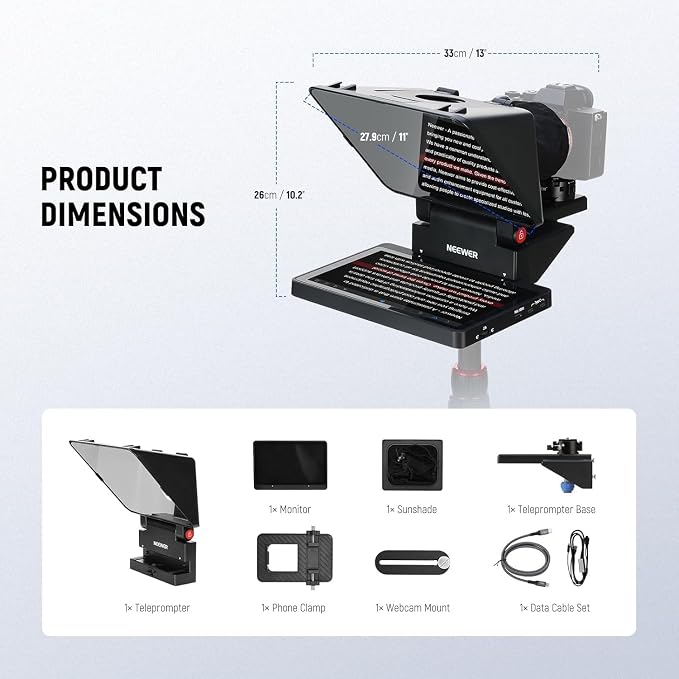 NEEWER 2 in 1 Teleprompter 11 Inch