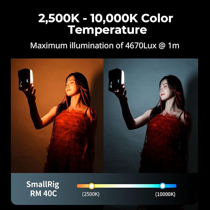 SmallRig RM 40C Mini LED RGB Video Light, 4800mAh Battery, LCD Display