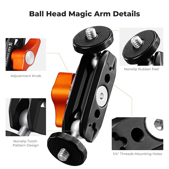 K&F CONCEPT Articulating Mini Magic Arm 360° Swivel Dual Ball Heads