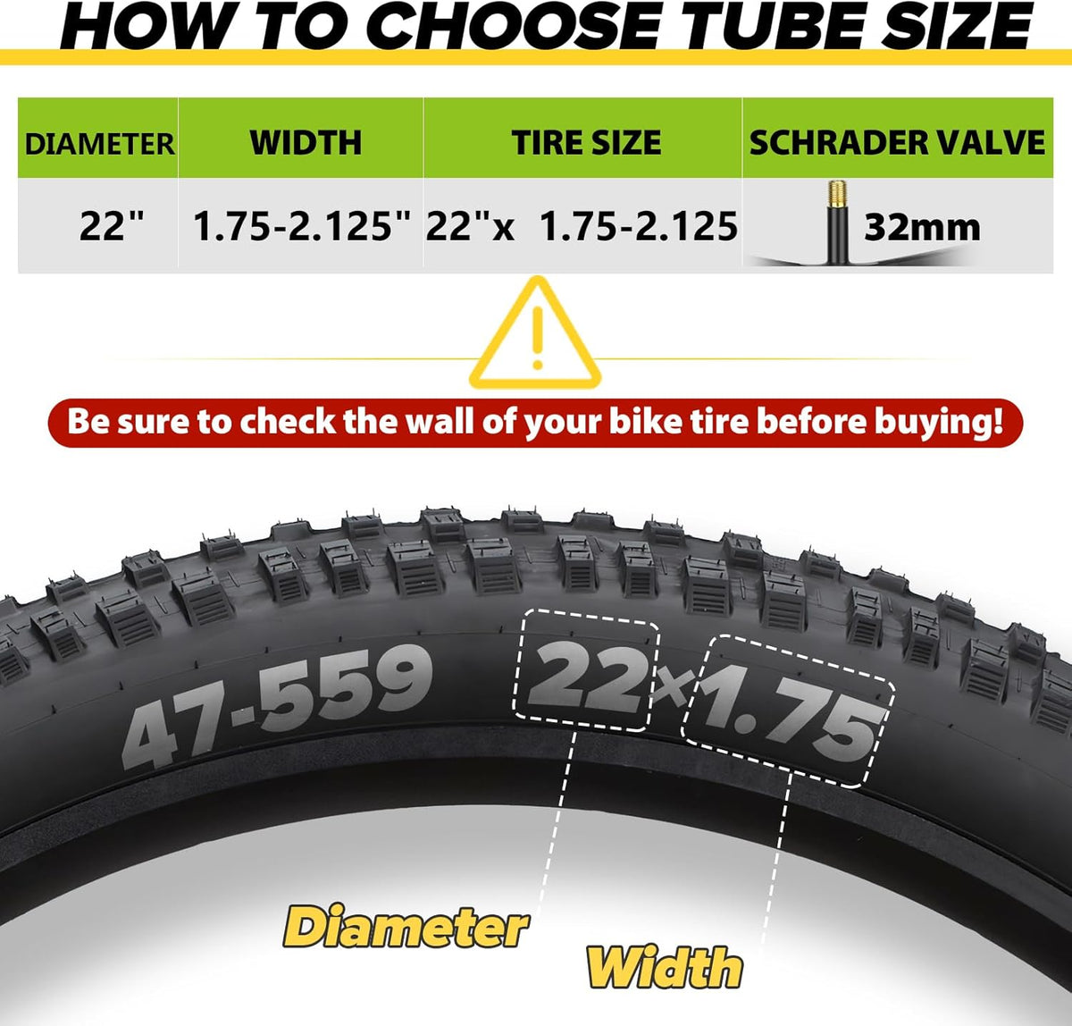 Reliable Bicycle Tube - 2 Pack with Tire Levers & 32mm AV Schrader Valve | Fits 12"-29" Bikes
