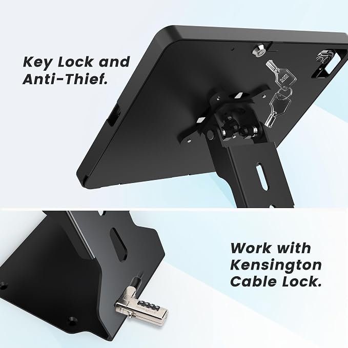 iPad POS Stand for Desk Heavy Metal Flip Lockable Rotate Swivel for iPad 10th