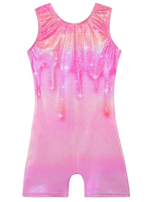 Gymnastics Leotards for Girls Toddler Ballet Dance Tumbling Outfits 3t 4t Kids Sleeveless Gymnastic Biketard with Shorts Sparkly Dancwear Unitards Clothes Bodysuit (Pink Glitter, 3-4T)