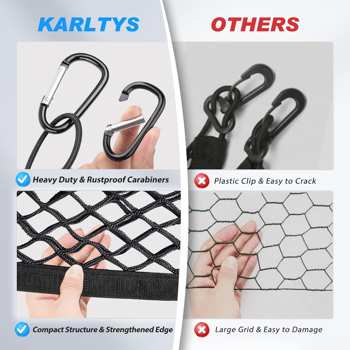 Karltys Envelope Style Cargo Net for 2021-2025 2026 Chevy Tahoe/Suburban/GMC Yukon Accessories, Adjustable Rear Trunk Cargo Net for Chevrolet Tahoe, Heavy Duty Elastic Netting Organizer for Yukon