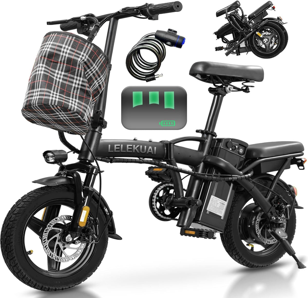 Skiennix Electric Bike - Compact Folding Ebike with 560-740W Motor & 32 Miles Range | 14" Design