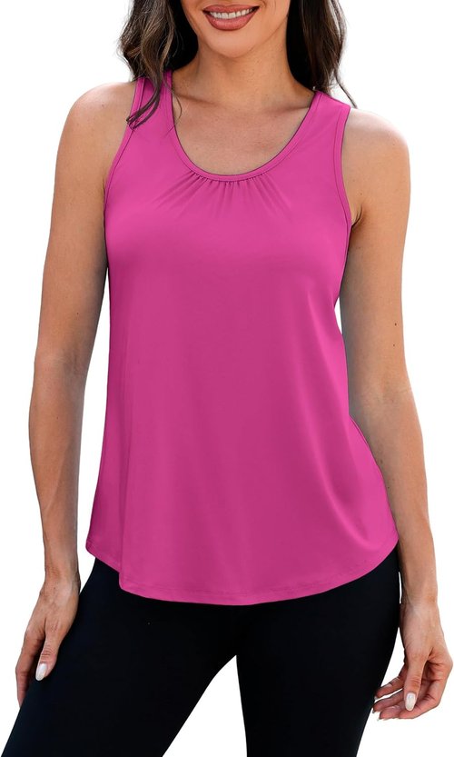 NIASHOT Workout Tank Tops for Women - Racerback Sleeveless Gym Shirt | Loose Fit Yoga & Running Tops