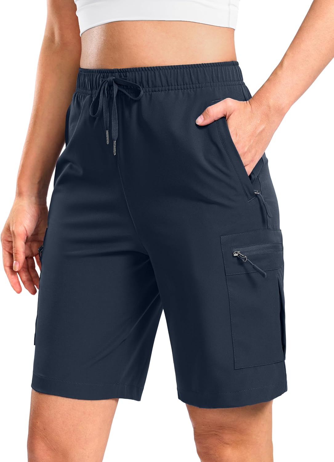 SANTINY Women's Lightweight Hiking Cargo Shorts - Quick Dry with 5 Zipper Pockets | 7"/9" Sizes