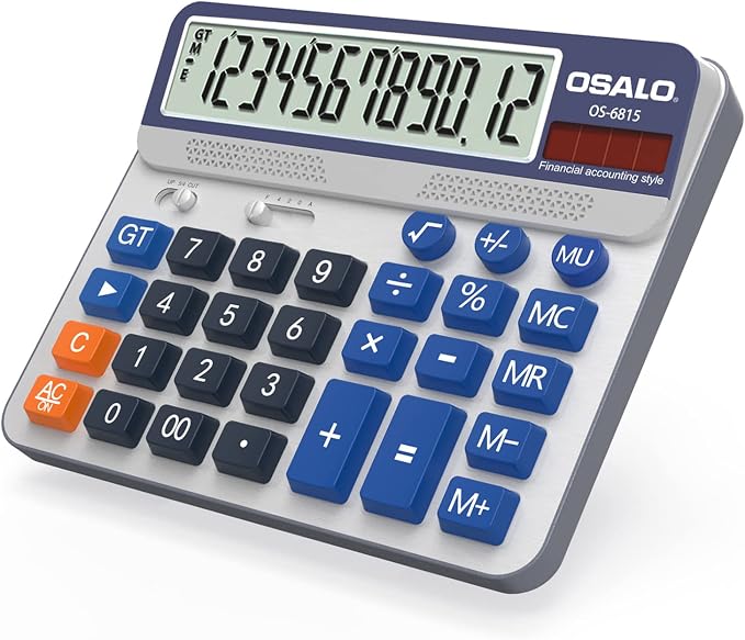 Desktop Calculator Extra Large 5-Inch LCD Display 12-Digit Big Number