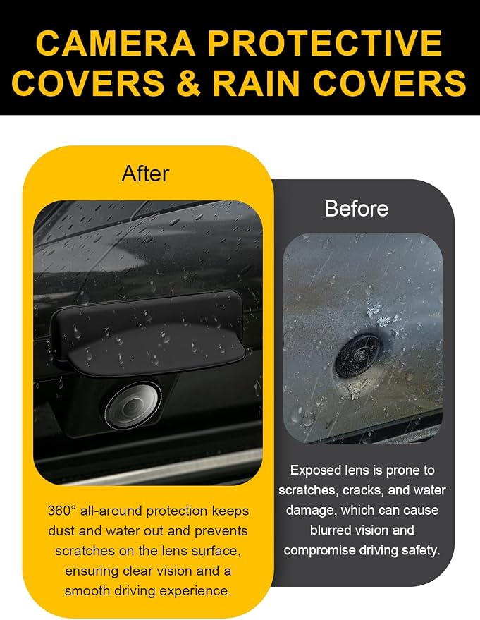 Car Camera Lens Protector 2-Pack + Backup Camera Rain Shield 1-Pack,