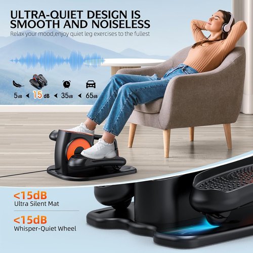 DUREXO Under Desk Elliptical - Portable Electric Leg Exerciser for Seniors | 12 Adjustable Speeds, Remote Control