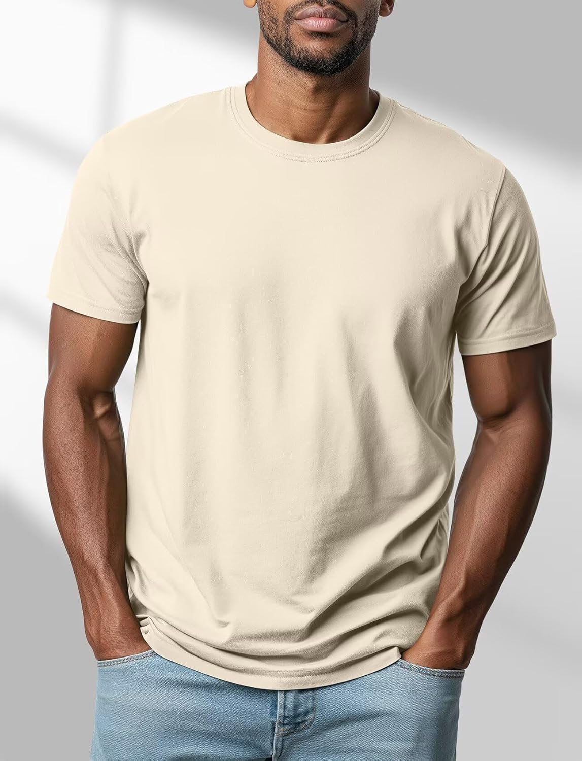 Zengjo Men's Crewneck T-Shirts - Soft, Relaxed Fit Basic Tees in Triblend Fabric