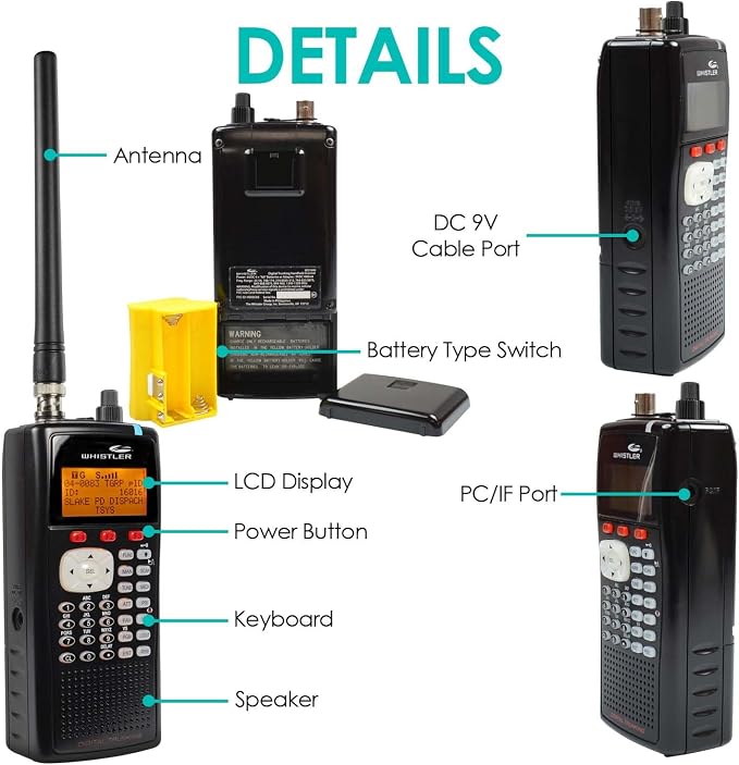 Whistler WS1040 Handheld Digital Scanner – P25 Phase I, Same Weather Alerts