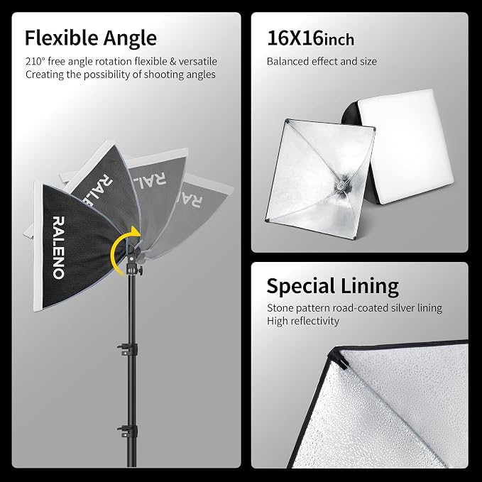 RALENO Softbox Photography Lighting Kit, Continuous Light