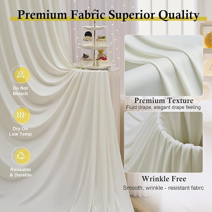 50ft x 15ft Ivory Backdrop Curtains