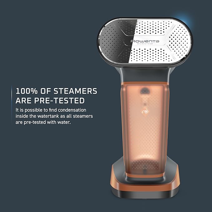 Rowenta Iron Steamer for Clothes, 3in1 Hand Held Steamers, Clothing Steamer, Ironing, Lint Remover, 7.1 Oz Tank, 1875 Watts, Auto-Off, Black & Copper, DR8855