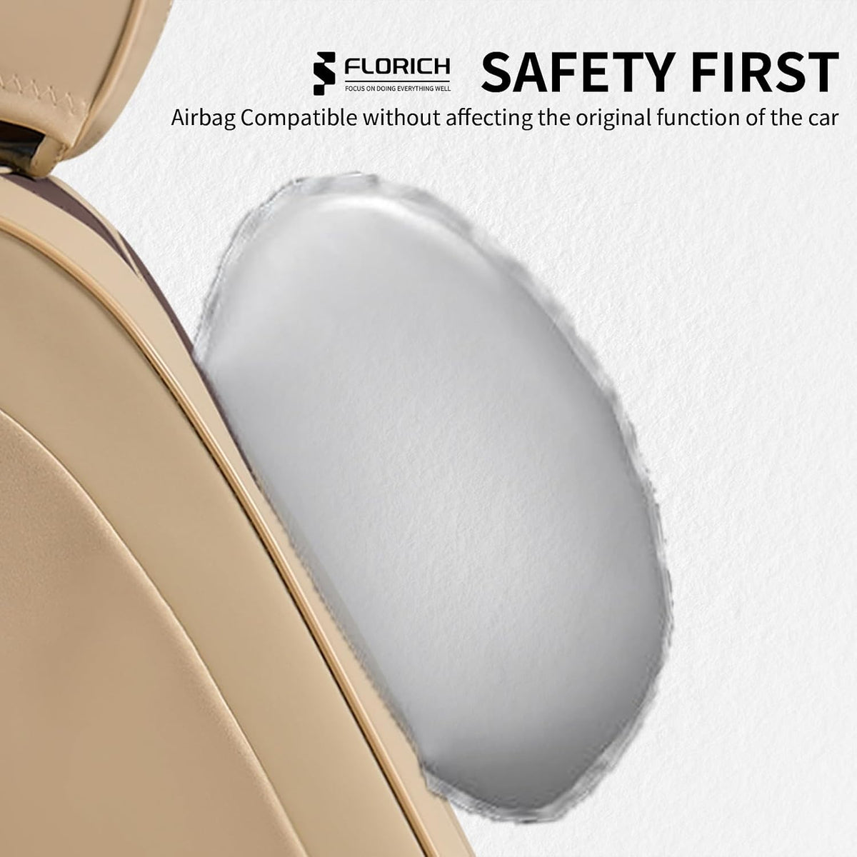 FLORICH Front Seat Covers 2 Pieces Universal Seat Cover for Cars Breathable Leather Waterproof Car Seat Cover Driver Seat Cover Automotive Car Seat Cushion Fit for Most Cars SUV Trucks, Beige&Coffee