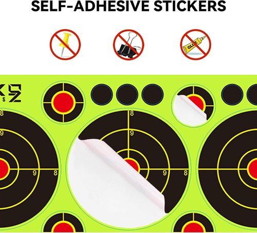 GearOZ Bullseye Splatter Target Stickers - 90-225 PCS Adhesive Shooting Targets for BB & Airsoft | Yellow Impact