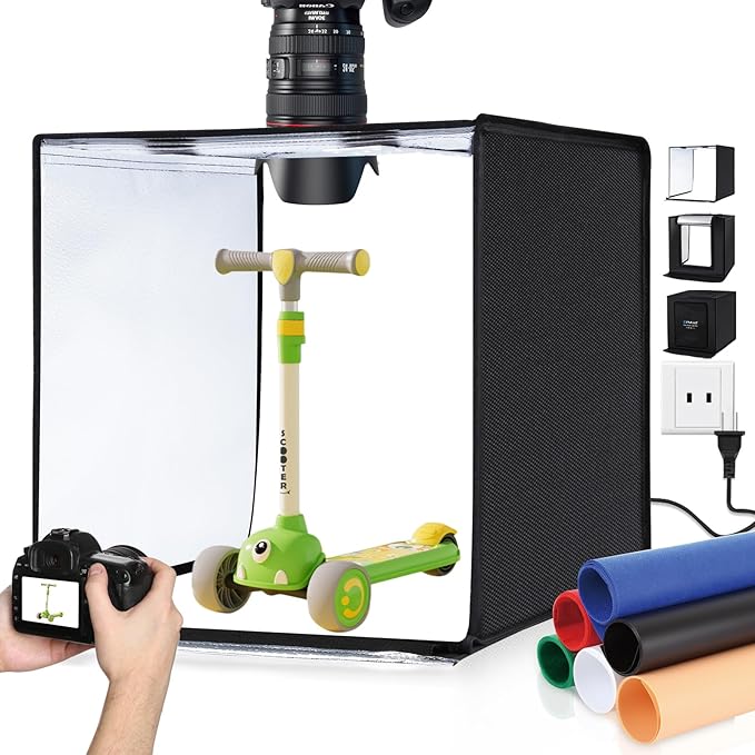 PULUZ 24x24 Inch Photo Studio Light Box, Dimmable 136 LED Beads CRI≥95 Foldable
