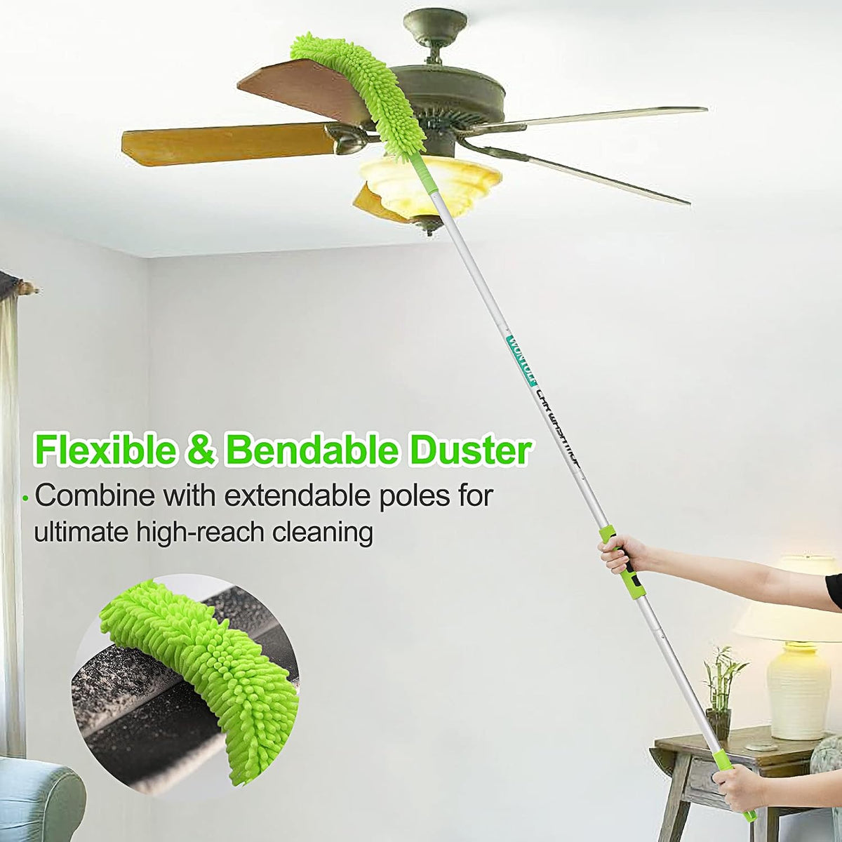 Wontolf 62'' Car Wash Brush with Long Handle Chenille Microfiber Car Wash Mop Mitt Kit Car Detailing Brush Cleaning Kit Window Squeegee Car Duster Drying Towels Tire Brush for Cars RV Truck Boat