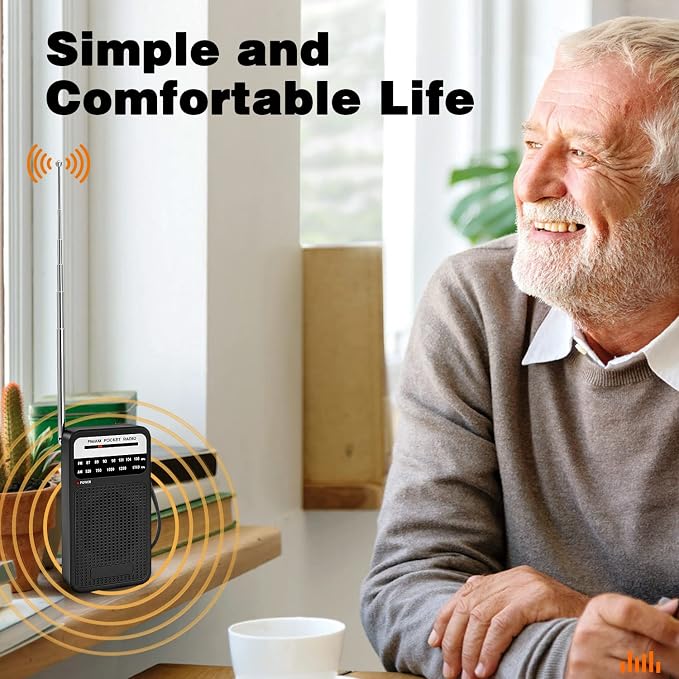 Portable Radio AM FM with Best Reception, Goodes Transistor Radio with Loud Speaker, 2AA Battery Operated, Headphone Jack for Indoor, Outdoor and Emergency Use-Black