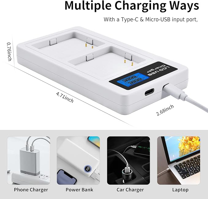 2- Pack Batteries and Charger for arlo Pro, Pro 2 Camera, 2440mAh Rechargeable