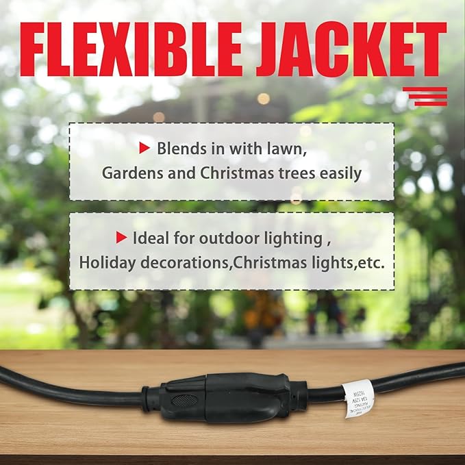 EP 100 Ft Outdoor Extension Cord - 16/3 SJTW Black Electrical Cable with 3 Prong Grounded Plug
