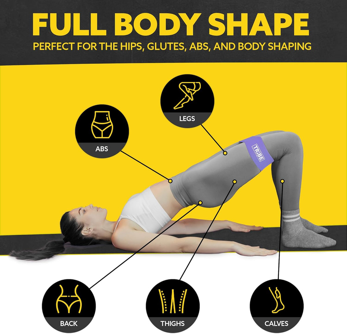 Tribe Lifting Fabric Resistance Bands - 5-Piece Set for Legs & Glutes | Durable Booty Bands for All Fitness Levels