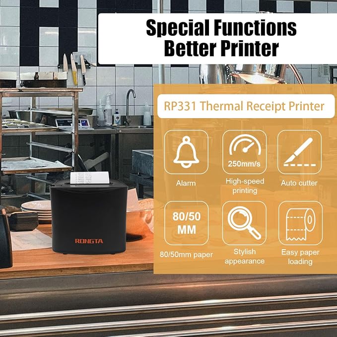 Rongta Thermal Receipt Printer, 80mm High-Speed POS Printer